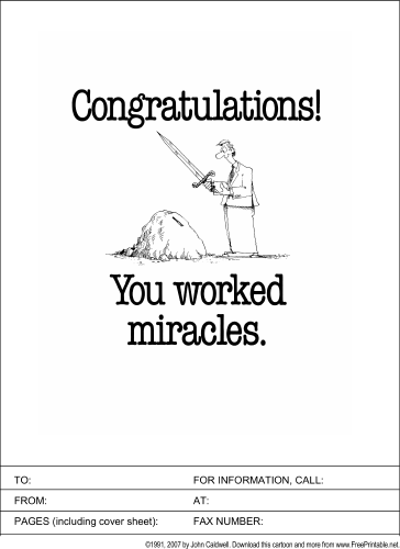 You Worked Miracles fax cover sheet