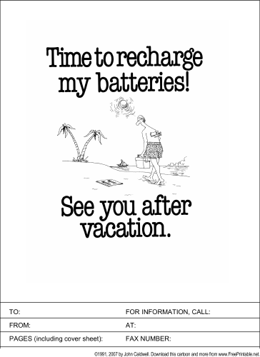 Going on Vacation fax cover sheet