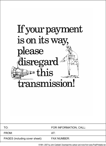 Pay Your Bill fax cover sheet