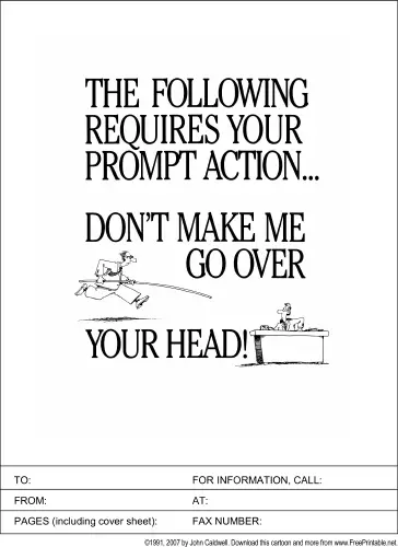 Prompt Action Required fax cover sheet
