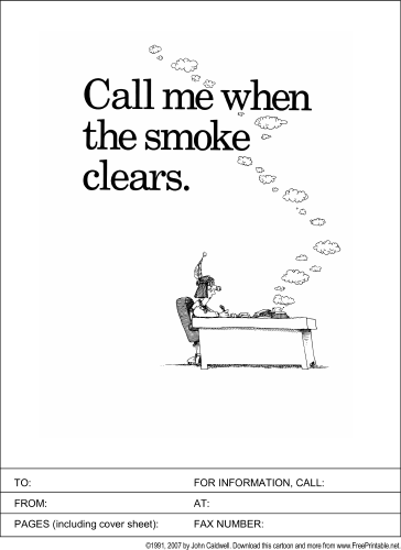 When the Smoke Clears fax cover sheet