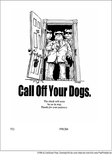 Check is in the Mail fax cover sheet