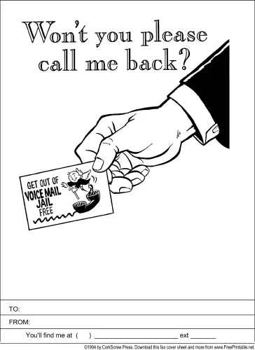 Call Me Back fax cover sheet