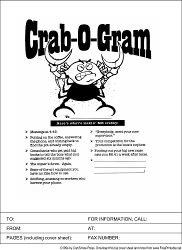 Crabby fax cover sheet
