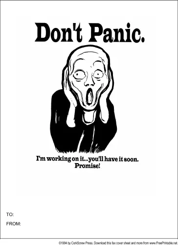 Don't Panic fax cover sheet