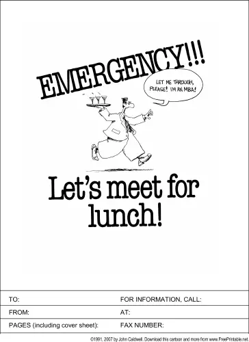 Emergency! Let's Meet for Lunch fax cover sheet