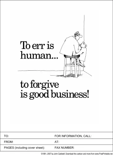 To Forgive is Good Business fax cover sheet