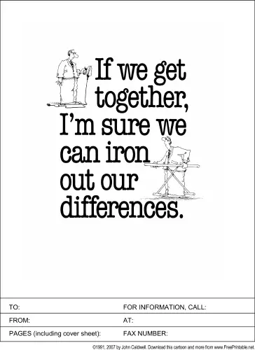 Iron Out Our Differences fax cover sheet