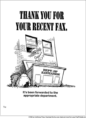 Junk Fax fax cover sheet