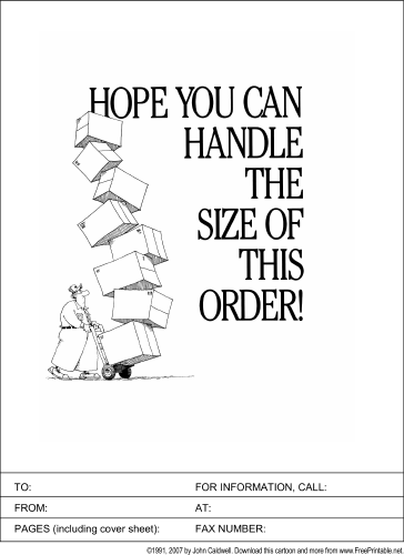 Large Order fax cover sheet