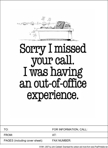 Out of Office Experience fax cover sheet