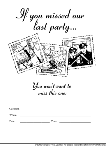 Party Invitation fax cover sheet