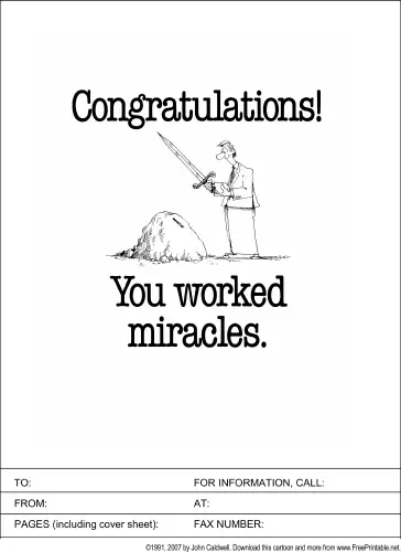 You Worked Miracles fax cover sheet