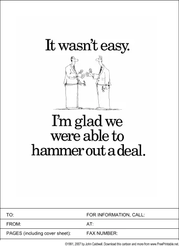 Hammer out a Deal fax cover sheet