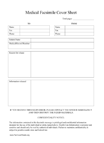 HIPAA fax cover sheet