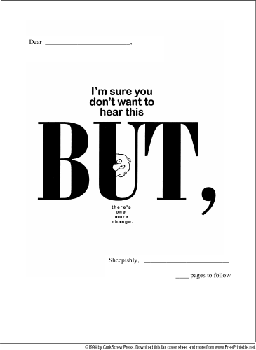One More Change fax cover sheet