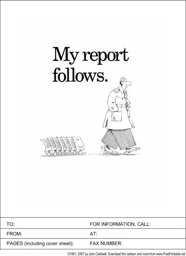 Faxed Report fax cover sheet
