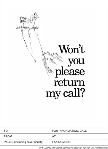 Please Return My Call fax cover sheet