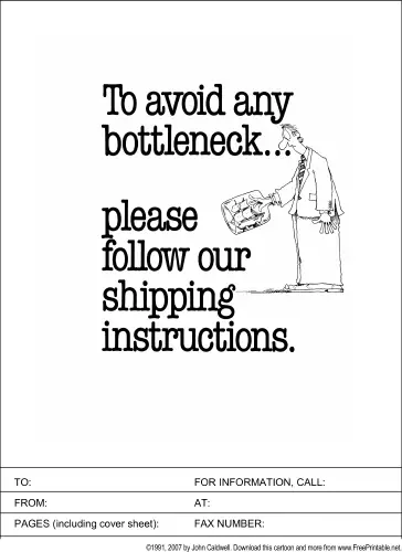 Shipping Instructions fax cover sheet