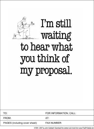 Waiting for Response to Proposal fax cover sheet
